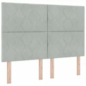 Vidaxl LED Box Spring Postelja Svetlo siva 140 x 200 cm Žamet