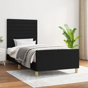 shumee vidaXL Posteljni okvir brez vzmetnice črne barve 80x200 cm blago