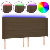 Vidaxl LED posteljno vzglavje temno rjavo 183x16x118/128 cm blago