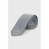 Svilena kravata HUGO siva barva, 50520644