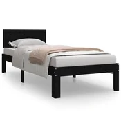 Vidaxl Posteljni okvir črn iz trdnega lesa 75x190 cm