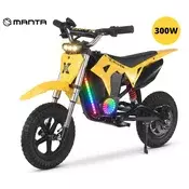 MANTA XRIDER CROSS 12 PRO otroški električni motor, 12 gume, 300W motor, 15km doseg, 144Wh 36V 4Ah baterija, vzmetenje, disk zavora, LCD zaslon, RGB LED osvetlitev, črno-rumen (Volt Yellow) - Manta - Bonajo