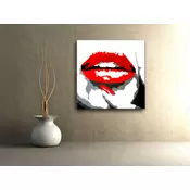 Rucno slikane slike na platnu Pop Art RED LIPS 1-delne 100x100cm ()