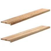 vidaXL Okenske police 2 kosa neobdelana 160x30x2 cm trdna hrastovina