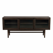 Rjava vitrina v hrastovem dekorju z drsnimi vrati 170x75 cm Hazelton – Rowico