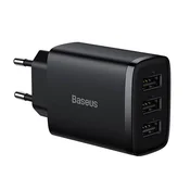 BASEUS Kompakt brzi punjač 3x USB 17W crno