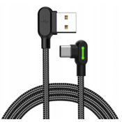 Mcdodo MCDODO GUMB HITRI KOTNI KABEL 90 ° LED USB TYPE-C 3M ČRNA CA-5283
