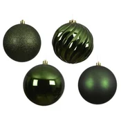 Dekordom dekoracija - hanging bauble set mix 4pcs 14cm 022837 - pine green - kmg ( 045601 )