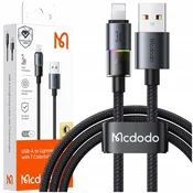 Mcdodo MCDODO USB KABEL ZA HITRO POLNJENJE ZA IPHONE LIGHTNING 3A 36W 1M LED ČRN