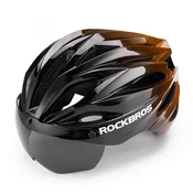ROCKBROS Unisex kolesarska čelada z odstranljivim vizirjem in UV-zaščitnimi očali - črna in rjava