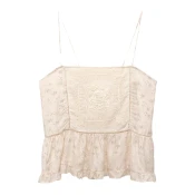 Pull&Bear Top ecru/kaki/rdeče vijolična/bela