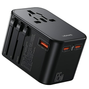 USAMS USAMS OMREŽNI ADAPTER 1XUSB+2XUSB-C T62 65W 4V1 ZA TELEFON ČRN, (21974961)