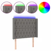 Vidaxl LED posteljno vzglavje temno sivo 103x16x118/128 cm blago