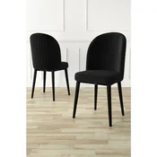Hanah Home set trpezarijskih stolica Aste 2 kom, crna tkanina Babyface, crne metalne noge