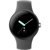 Google Pixel Watch 41mm WiFi Polished Silver Case with Sport Band Charcoal Crni