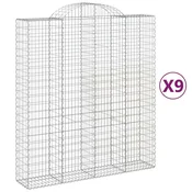 Vidaxl Obokana gabion košara 9 kos 200x50x220/240 cm pocinkano železo