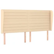 Vidaxl Vzglavje z ušesi krem 203x23x118/128 cm blago