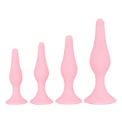 SuperLove Anal Trainer Kit Silicone Butt Plugs Pink 4 Pack