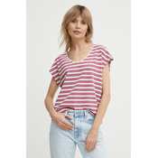 Kratka majica s primesjo lanu Pepe Jeans KHLOE roza barva, PL505835
