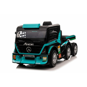 Lean-toys Otroški tovornjak na akumulator Mercedes Axor XMX622 s prikolico in LCD zaslonom, turkizna