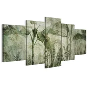 shumee Slika na italijanskem platnu 100 x 50 cm pentaptih - slog urbane džungle - narava Slika na italijanskem platnu 150 x 75 cm pentaptih - slog urbane džungle - narava