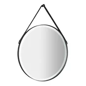 Okroglo ogledalo ORBITER z osvetlitvijo LED, usnjen pas, o 60 cm, mat črno - 60 cm - Sapho - ORBITER - 24 - Jeklo - Obroč - 600 - 600 - IP44 - 1650 - 20 - Illuminated mirrors;Framed mirrors - 14