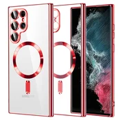 Ovitek Techsuit Luxury Crystal MagSafe za Samsung Galaxy S22 Ultra - rdeč