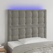LED uzglavlje svjetlosivo 90x5x118/128 cm baršunasto