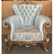 Casa Padrino luxury baroque armchair turquoise pattern/gold - Magnificent living room armchair with rhinestones - Luxury living room furniture in baroque style - Baroque furniture