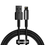 Pleten polnilni in podatkovni 20W USB-A v Lightning kabel Baseus Tungsten Gold - 2m - črn