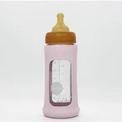 Hevea flašica sa širokim otvorom i zaštitnim rukavom Puder roza 1 kom, 250ml/8.5oz