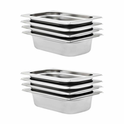 Vidaxl Gastronomske posode 8 kosov GN 1/4 65 mm nerjaveče jeklo