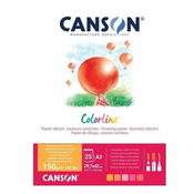 Rayher. Papir Canson ColorLine A3 150 g sort. Ogenj, 25 listov