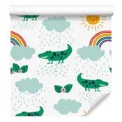 Tapeta s krokodilskimi oblaki, rožami in mavricami za dnevno sobo in spalnico 50x1000 cm