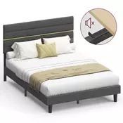 Songmics Postelja z okvirjem 202x140x110 cm siva