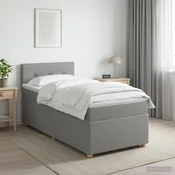 vidaXL Postelja boxspring z vzmetnico Svetlo siva 90 x 190 cm Blago