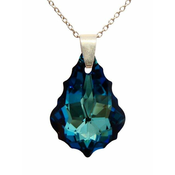 Ogrlica – kristal Swarovski u srebru 925 – Baroque 22mm Bermuda Blue + KUTIJA