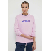 Bombažen pulover Napapijri B-Kreis ženski, roza barva, NP0A4HNWP1J1