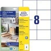 Avery Zweckform univerzalne reciklirane etikete LR3427-10, 105 x 74 mm, naravno bele, A4, za tiskanje