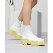 Resti White and yellow womens flat-heeled boots Seritis - Footwear