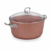 Roza aluminijast lonec s pokrovom Güral Porselen Classic, o 24 cm