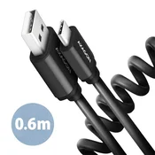 AXAGON BUCM-AM10TB, kabel TWISTER USB-C USB-A, 0,6 m, USB 2.0, 3A, ALU, tpe, črn