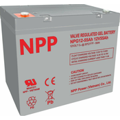 NPP NPG12V-55Ah, GEL BATTERY, C20=55AH, T14, 230*138*208*212, 15KG, Light grey