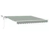 Skrovita tenda Zelena i bijela 350 x 250 cm Poliester i metal