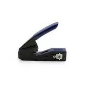 Tool for termination of pass-through RJ45 (8P8C) for CAT 5e and CAT 6 modular plugs