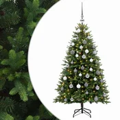 Vidaxl Umjetno božično drevo z okrasnimi kroglami 120 cm 150 LED