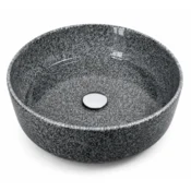 Okrogel umivalnik za pult 36x36 cm, videz granita -