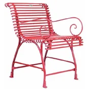 Casa Padrino Art Nouveau garden chair red 56 x 52 x H. 76 cm - Handmade wrought iron chair with armrests - Nostalgic wrought iron garden & patio furniture