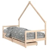 Vidaxl Otroški posteljni okvir s predali 80x200 cm trdna borovina