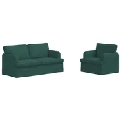Vidaxl Kavčna garnitura 2 szt. Temno zelena 162 x 80 x 85 cm blago
